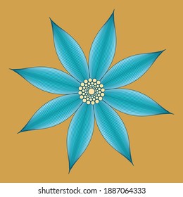Flor portadora de azul claro vectorial. Dibujo lineal. Tatuaje