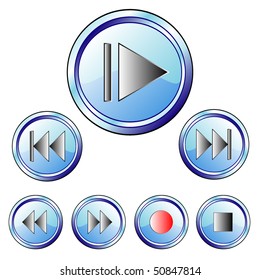 Vector light blue control buttons
