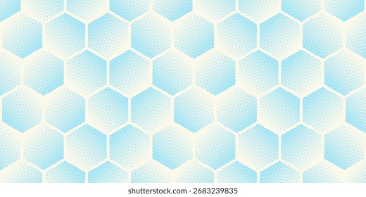 Patrón sin costuras de semitono geométrico azul claro de Vector. Fondo inconsútil del Vector del puntillismo retro. Vector de textura punteada brillante. Patrón retro abstracto continuo de Vector