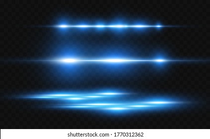 Vektor hellblauer Spezialeffekt. Glühende, helle Streifen auf transparentem Hintergrund.