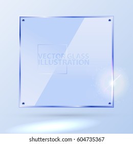 Vector light blue square glass - light background and banner