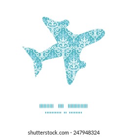 Vector light blue swirls damask airplane silhouette pattern frame