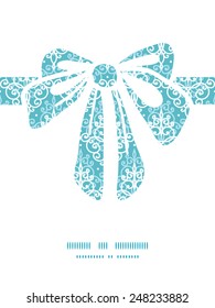Vector light blue swirls damask gift bow silhouette pattern frame