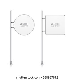 Vector light box with chrome stand. Set of light box templates.