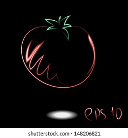 Vector light and bright tomato with black background