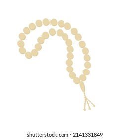 Vector - Light brown Rosary isolated on white background. Muslim, Christian, Culture concept. Object.