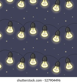 Vector light bubble garland seamless pattern.