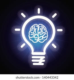 Vector light bulb and brain icon - creativity concept