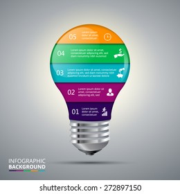 Vector light bulb with circle elements for infographic. Template for cycling diagram, graph, presentation and chart. Business concept with 5 options, parts, steps or processes. Abstract background