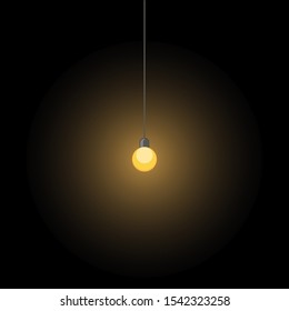 Vector light bulb in the darkness