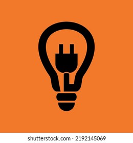 Vector light bulb design logo with plug icon.