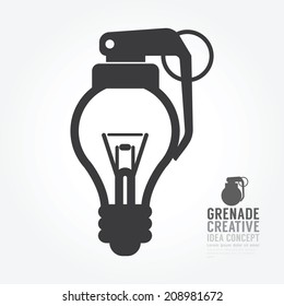 Vector light bulb distortion from grenade concept of idea.design for infographics style template.