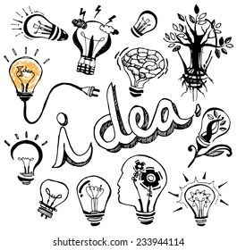 Vector light bulb Doodle hand drawn