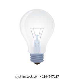 Vector light bulb - element with glass dome, spiral. Symbol of inspiration, creativity. Transparent lamp.