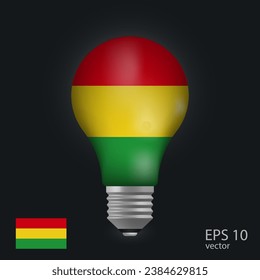 Vector light bulb with flag of Bolivia, 3D rendering isolated on gray background.

