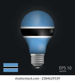 Bombilla vectora con bandera de Botswana, 3D enlucida aislada en fondo gris.
