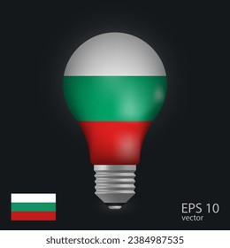 Vector light bulb with flag of Bulgaria, 3D rendering isolated on gray background.
