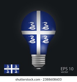 Vector light bulb with flag of Martinique, 3D rendering isolated on gray background.
