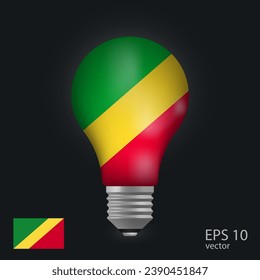 Vector light bulb with flag of Republic of the Congo, 3D rendering isolated on gray background.
