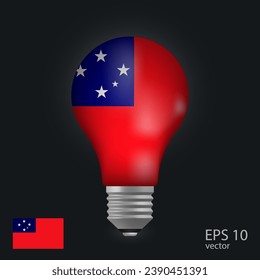 Vector light bulb with flag of Samoa, 3D rendering isolated on gray background.
