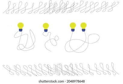 vector light bulb, four lights, handkerchief, creative idea , Energy and idea symbol. Decoration for greeting cards, patches, prints for clothes, badges, posters
