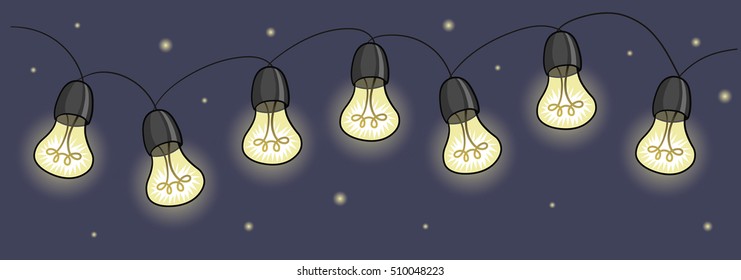 Vector light bulb garland isolated