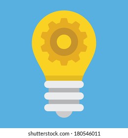 Vector Light Bulb and Gear Icon