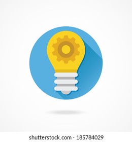 Vector Light Bulb and Gear Icon