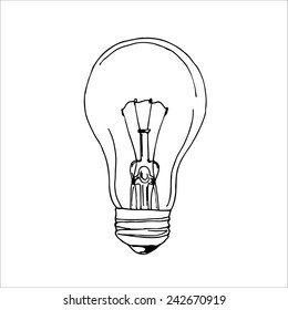 Vector light bulb hand drawn