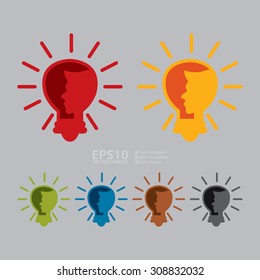 Vector : Light Bulb With Head Infographics Flat Icon, Sign 