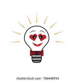Vector light bulb, heart symbol, on a white background, a symbol of innovation and good ideas