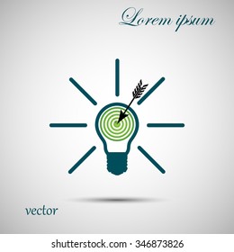 Vector light bulb icon with concept of idea.