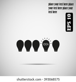 Vector light bulb icon with concept of idea