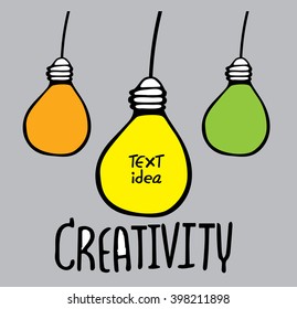 Vector light bulb icon with concept of idea. Illustration for print