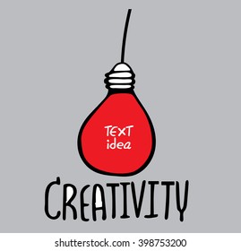 Vector light bulb icon with concept of idea. Illustration for print