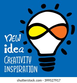 Vector light bulb icon with concept of idea.