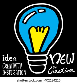 Vector light bulb icon with concept of idea.