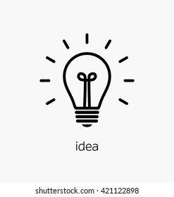 Vector light bulb icon with concept of idea.
