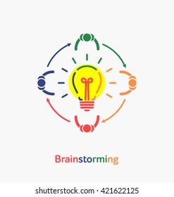 Vector light bulb icon with concept of idea. Brainstorming/Idea illustration.