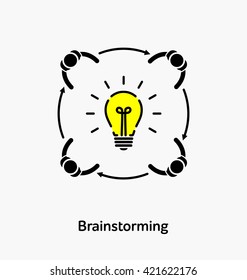 Vector light bulb icon with concept of idea. Brainstorming/Idea illustration.