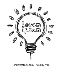 Vector light bulb icon with concept of idea. illustration for print, web