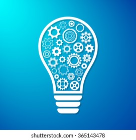 Vector light bulb icon with gear wheels inside - Powered by Shutterstock - Get 15% off with code: PIKWIZARD15