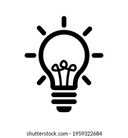 Vector Light Bulb icon, isolated on white background. Signs of ideas, solutions, thinking concepts. Lighting Electric light. Electric, shining. Trendy Flat Style for graphic design, Website, UI. eps10