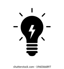 Vector Light Bulb icon, isolated on white background. Signs of ideas, solutions, thinking concepts. Lighting Electric light. Electric, shining. Trendy Flat Style for graphic design, Website, UI. eps10