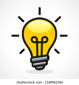 Vector light bulb icon on white background