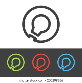 Vector light bulb icon set, line and flat design 