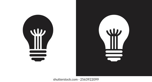 Vector Light Bulb Icons Black And White