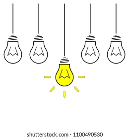 Iconos de bombillas vectoriales con concepto de idea. ilustración vectorial