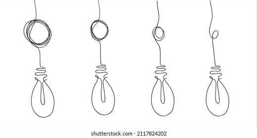 Iconos de bombillas vectoriales con concepto de idea. Signo original de co-creatividad. Cartel dibujado a mano. Ilustración original en blanco y negro para impresión, web