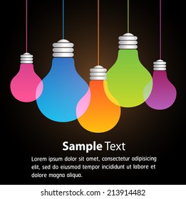 Vector light bulb icons with concept of idea. Color original sign of co-creativity. Illustration for print, web 